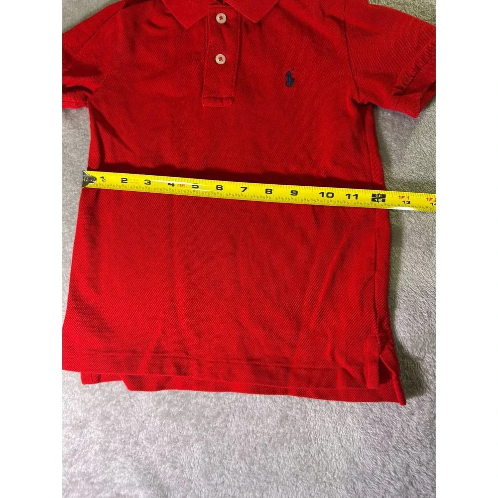 Polo Ralph Lauren Short Sleeve Polo Shirt Red Cotton  Boys 4T Logo Button - Picture 6 of 7